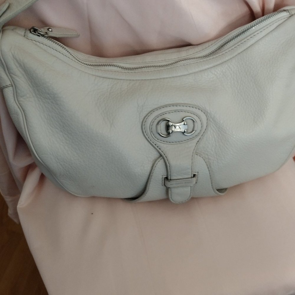 Michael Kors Cream Baguette Purse /shoulder bag with Silver hardware